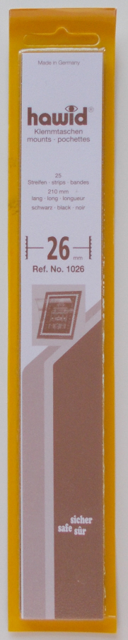 (image for) Hawid Stamp Mounts - Black 26mm x 210mm Strips